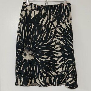 The Limited Silk Skirt Black Ivory Floral Print Size 6
